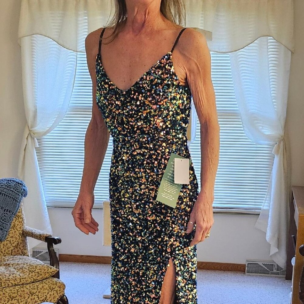 B. Smart JC Penny Sequin Formal Prom Dress Size 0  NWT Colorful